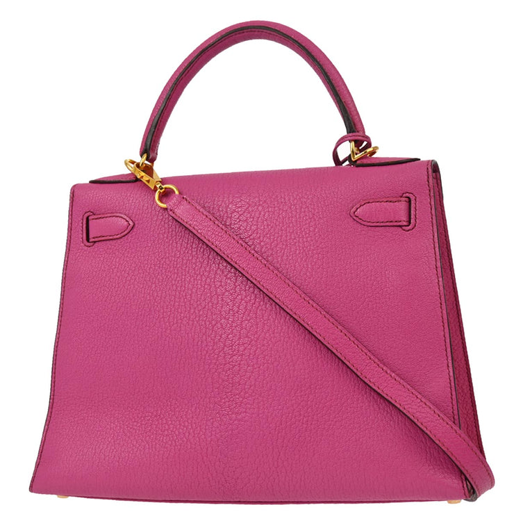 Hermes Fuchsia Chevre Kelly 28 Sellier 2way Shoulder Handbag