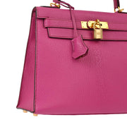 Hermes Fuchsia Chevre Kelly 28 Sellier 2way Shoulder Handbag