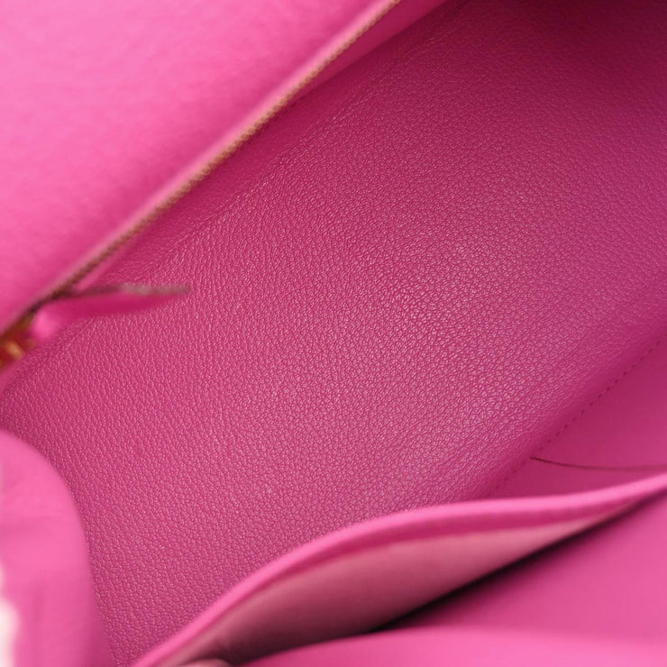 Hermes Fuchsia Chevre Kelly 28 Sellier 2way Shoulder Handbag