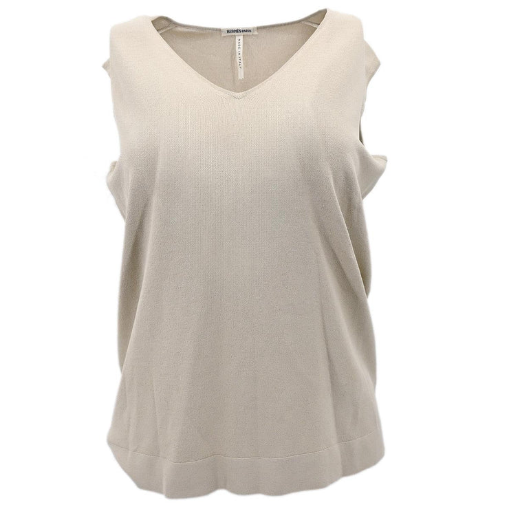 Hermes Ensemble Cardigan Sleeveless Top Beige #L