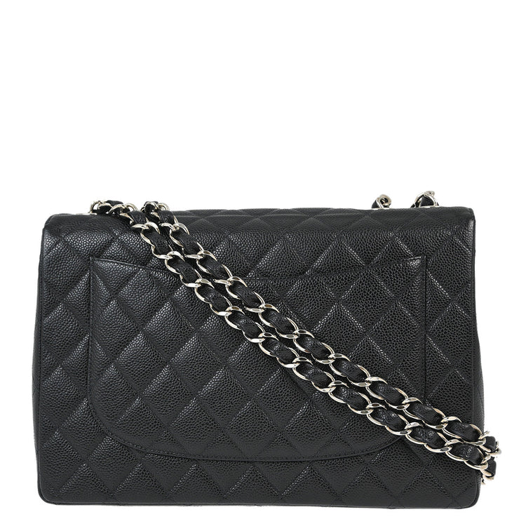 Chanel Black Caviar Jumbo Classic Flap Shoulder Bag