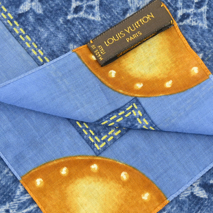 Louis Vuitton Blue Monogram Denim Scarf M71896 Small Good