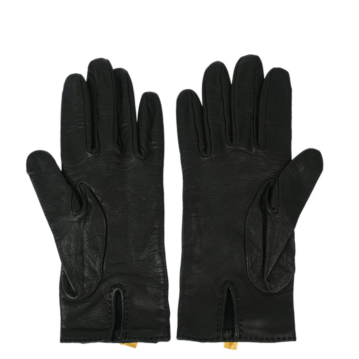 Hermes Black Leather Kelly Jige Gloves #7