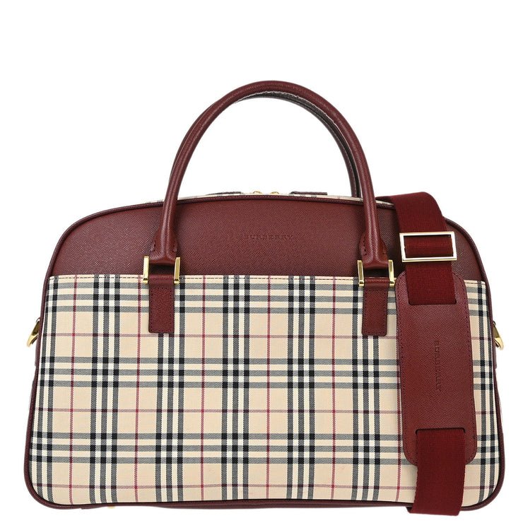 Burberry Beige Bordeaux Burberry Check 2way Shoulder Handbag