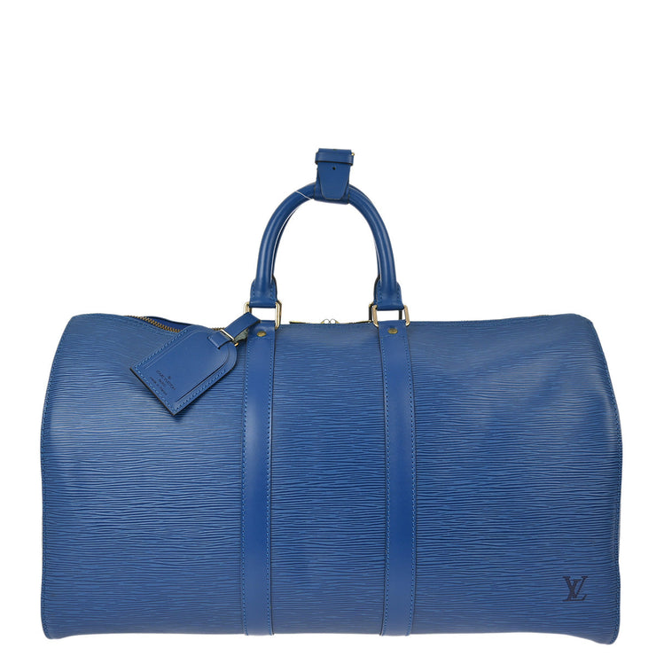 Louis Vuitton Blue Epi Keepall 45 Travel Duffle Handbag M42975