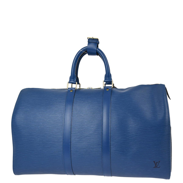 Louis Vuitton Blue Epi Keepall 45 Travel Duffle Handbag M42975