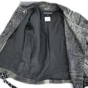 Chanel 2006 Zip Up Leather Jacket Gray 06P #36