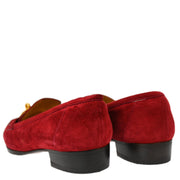 Hermes * Red Suede Kelly Loafers Shoes #38