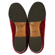 Hermes * Red Suede Kelly Loafers Shoes #38