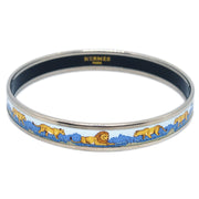 Hermes Enamel Cloisonne Ware Bangle Silver