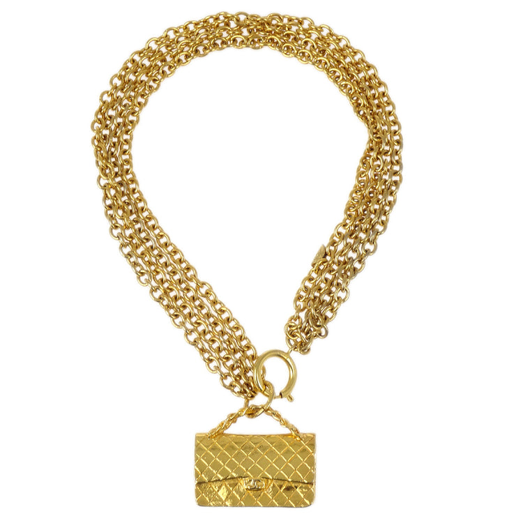 Chanel Bag Chain Pendant Necklace Gold