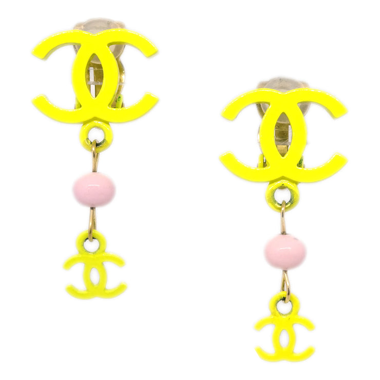 Chanel Dangle Earrings Clip-On Yellow 03S