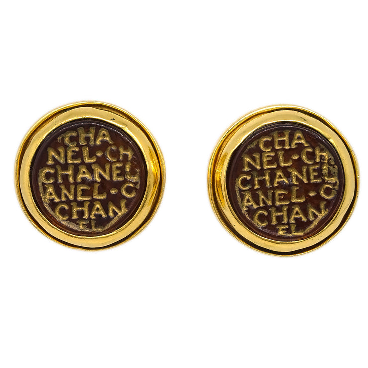 Chanel Button Earrings Clip-On Gold 99A