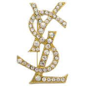 Yves Saint Laurent Brooch Pin Rhinestone Gold