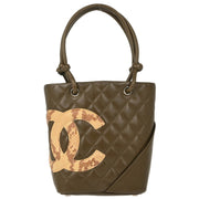 Chanel Khaki Calfskin Cambon Ligne Tote Handbag