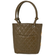 Chanel Khaki Calfskin Cambon Ligne Tote Handbag