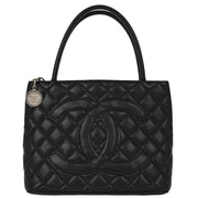 Chanel Black Caviar Medallion Tote Handbag