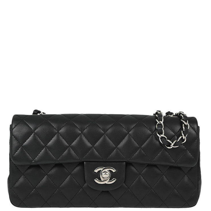 Chanel Black Lambskin East West Shoulder Bag