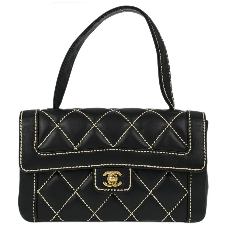 Chanel Black Calfskin Wild Stitch Handbag