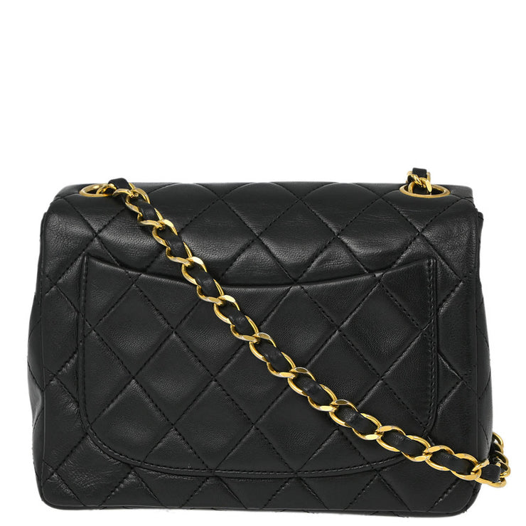 Chanel Black Lambskin Mini Classic Square Flap Shoulder Bag 17