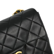 Chanel Black Lambskin Mini Classic Square Flap Shoulder Bag 17