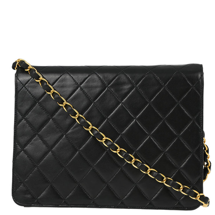 Chanel Black Lambskin Turnlock Small Half Flap Shoulder