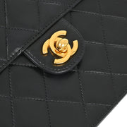 Chanel Black Lambskin Turnlock Small Half Flap Shoulder