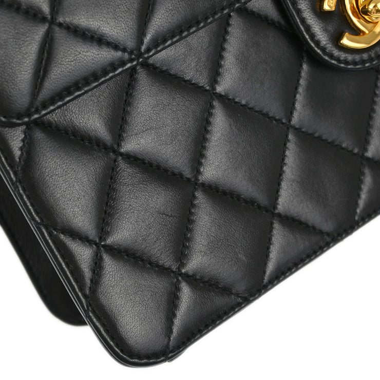 Chanel Black Lambskin Turnlock Small Half Flap Shoulder