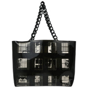 Chanel Black Vinyl Window Tote Handbag