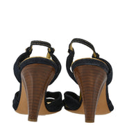 Chanel * Navy Denim Sandals Shoes #36C