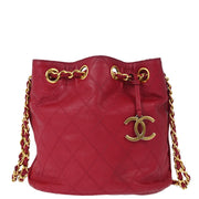 Chanel Red Lambskin Bicolore Drawstring Shoulder Bag