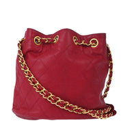 Chanel Red Lambskin Bicolore Drawstring Shoulder Bag