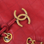 Chanel Red Lambskin Bicolore Drawstring Shoulder Bag