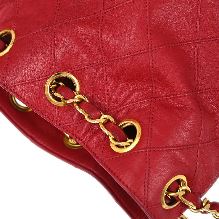 Chanel Red Lambskin Bicolore Drawstring Shoulder Bag