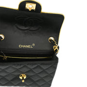 Chanel Black Satin Mini Classic Square Flap Shoulder Bag 17