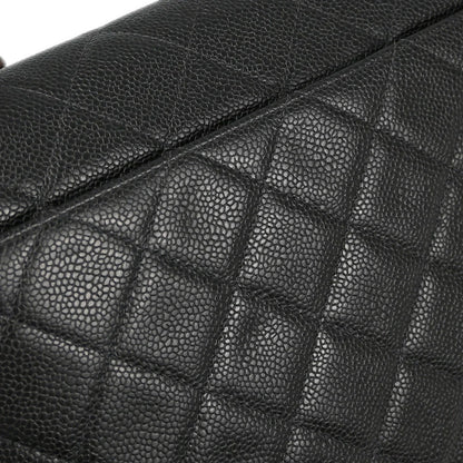 Chanel 2000-2001 Black Caviar Straight Flap Chain Handbag