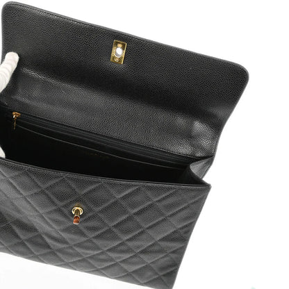 Chanel 2000-2001 Black Caviar Straight Flap Chain Handbag