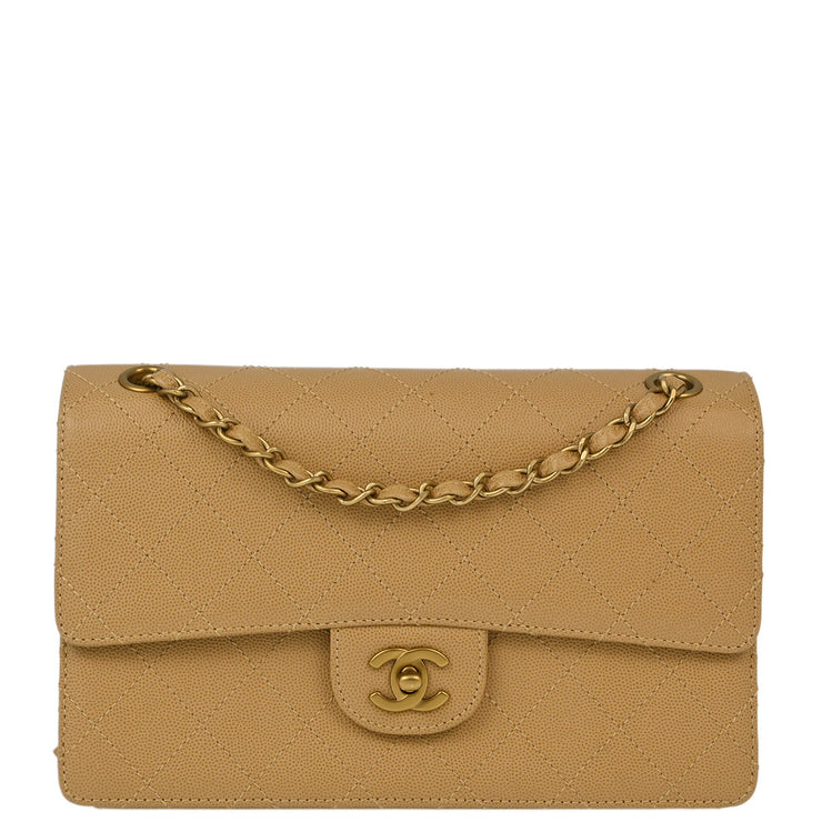 Chanel Beige Caviar Medium Classic Single Flap Shoulder Bag