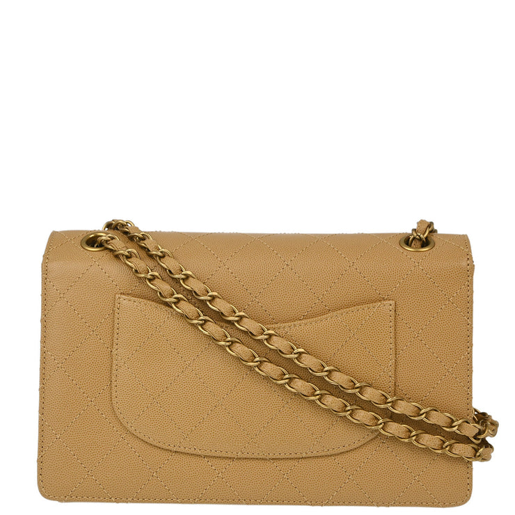 Chanel Beige Caviar Medium Classic Single Flap Shoulder Bag