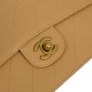 Chanel Beige Caviar Medium Classic Single Flap Shoulder Bag