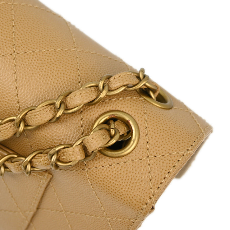 Chanel Beige Caviar Medium Classic Single Flap Shoulder Bag