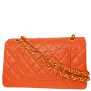 Chanel * Orange Lambskin Medium Classic Double Flap Shoulder Bag