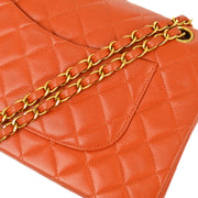 Chanel * Orange Lambskin Medium Classic Double Flap Shoulder Bag