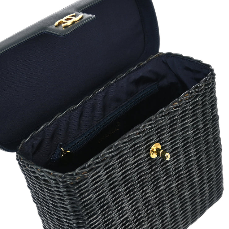 Chanel * Navy Rattan Basket Handbag