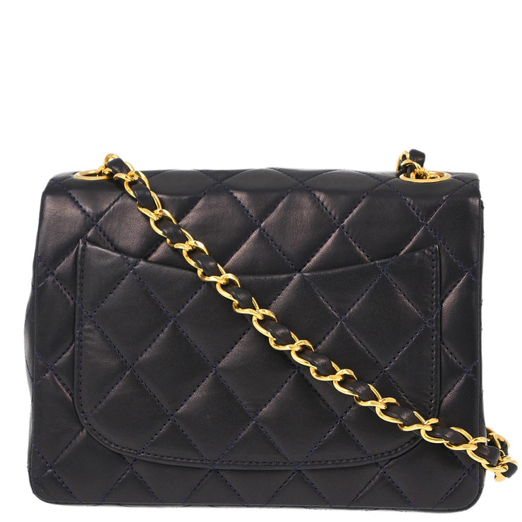 Chanel Navy Lambskin Mini Classic Square Flap Shoulder Bag 17