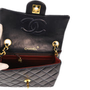 Chanel Navy Lambskin Mini Classic Square Flap Shoulder Bag 17