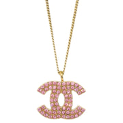 Chanel CC Chain Pendant Necklace Rhinestone Gold 02P