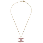 Chanel CC Chain Pendant Necklace Rhinestone Gold 02P