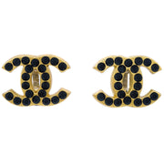 Chanel Gold CC Earrings Rhinestone Clip-On 01A