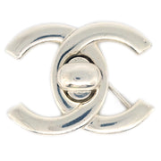 Chanel Turnlock Brooch Pin Silver Small 96P